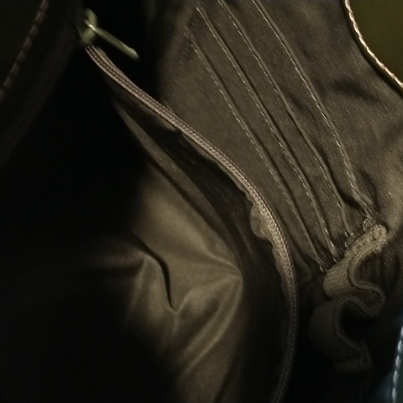 Wilsons Leather forest green tote bag w lots of pockets and room, silver… - Picture 7 of 16